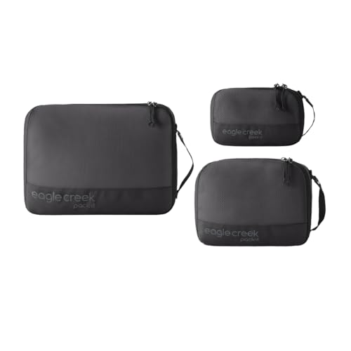 Eagle Creek Pack-It Reveal Cube Set - Packing Cubes for Compartmentalizing Luggage - Durable - Ultra-Lightweight - Water-Resistant - Easy Grab Zipper Pull - Mesh Windows - Black - XS/S/M - color: Black
