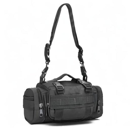 Tactical Duffel Bags for Men, 3P Military Molle Waist Fanny Packs EDC Utility Pouch Crossbody with Shoulder Strap Hand Carry - color: Black