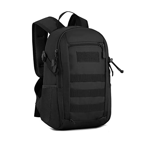 HUNTVP 10L Tactical Backpack Small Backpack Mini Daypack Military MOLLE Rucksack Gear Tactical Assault Pack Bag for Hunting Camping Trekking(10L-Black) - color: Black, size: 10L