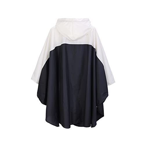 Fashion Hooded Rain Poncho Waterproof Raincoat Jacket with pocket for Women/Men/Adult - color: Black/White