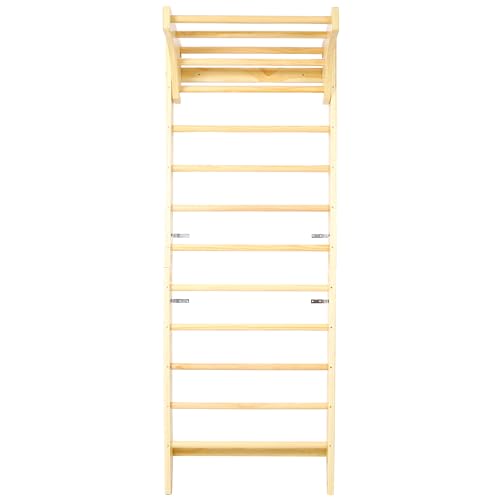 Wall-Mounted Wooden Stall Bars for Home Gym - Swedish Ladder for Stretching, Strength Training & Yoga - Durable Multi-Functional Fitness Equipment - size: 31.5"W x 86.6"H