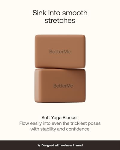 BetterMe Yoga Blocks Set of 2 – High Density Foam Yoga Blocks for Stretching, Pilates & Workouts – Lightweight Non-Slip Exercise Blocks for Flexibility & Balance - color: Mocha