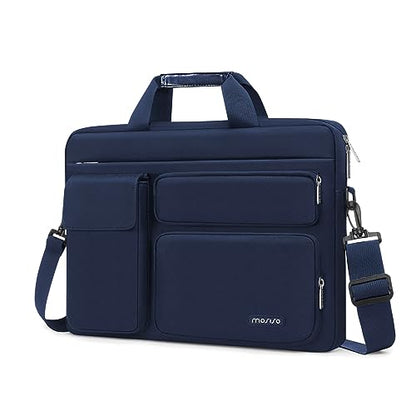 MOSISO Laptop Shoulder Bag 14 inch, 14 inch Computer Bag Compatible with HP Lenovo Dell ASUS Acer, HP Stream, Dell Latitude with 2 Raised&1 Flapover&1 Horizontal Pocket&Handle&Belt, Navy Blue - color: Navy Blue, size: 14 inch