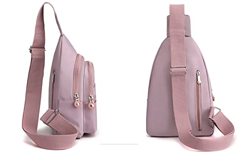 EVANCARY Small Sling Bag Crossbody Bags for Women Men, Sling Backpack Chest Daypack Cross Body Bag for Travel Outdoor - color: Pink Purple
