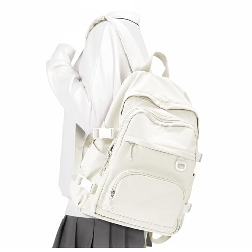 Lightweight College Backpack for Women Men Cute School Bag for Teens Girls Boys High School Backpack for Students Waterproof Casual Daypack Backpack（Beige） - color: A2-beige