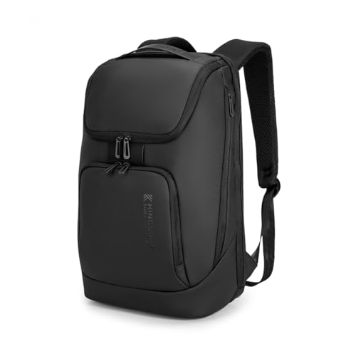 Kingsons Travel Backpack for Men, 19L Black Business Backpack with 15.6 Inch Laptop Compartment, Waterproof Polyester College Bookbag, Luggage Sleeve for Travel & Work - color: Ks24001-1