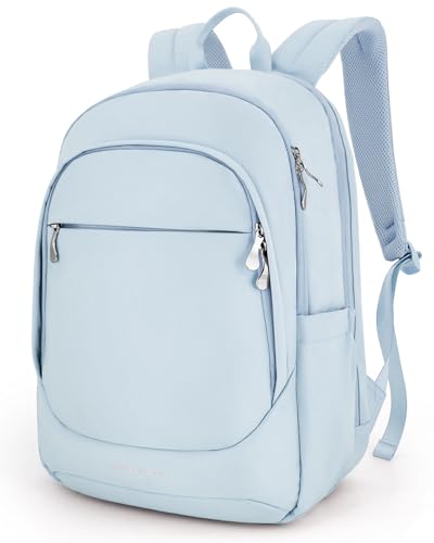 LIGHT FLIGHT Travel Laptop Backpack Women, 15.6 Inch Laptop Backpack with USB Charging Hole, Water Resistant College Bookbag, Black Computer Backpacks for Work,Light Blue - color: Light Blue, size: 15.6 Inch without Wheels
