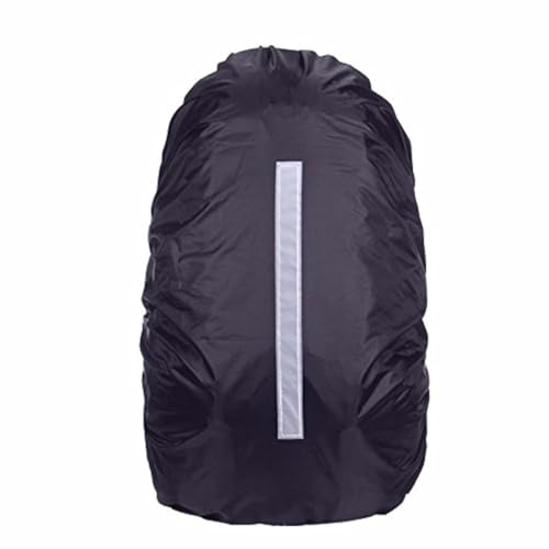 Hi-Visibility Backpack Rain Cover with Reflective Strip 100% Waterproof Ultralight Backpack Cover, Storage Pouch, for Hiking, Camping, Biking, Outdoor, Traveling - color: Black 1 Pack