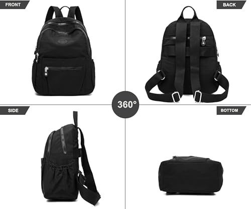 Pealwel Mini Backpack Purse for Women,Small Nylon backpacks for Ladies Backpacks Women Anti Theft Travel Bag (Black) - color: Black