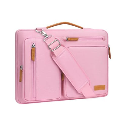 MOSISO 360 Protective Laptop Shoulder Bag,15-15.6 inch Computer Bags Compatible with MacBook Pro 16 inch, HP, Dell, Lenovo, Asus Notebook,Side Open Messenger Bag with 4 Zipper Pockets, Pink - color: Pink, size: 16 inch
