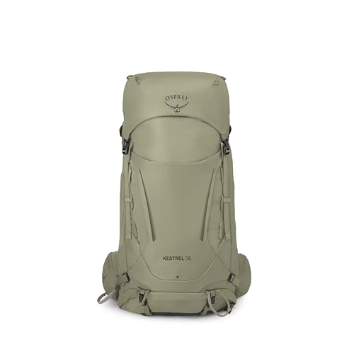 Osprey Kestrel 38L Men's Backpacking Backpack - Hiking & Camping Bag with Waterproof Raincover, Olive Tan, Large/X-Large - color: Olive Tan, size: Large-X-Large