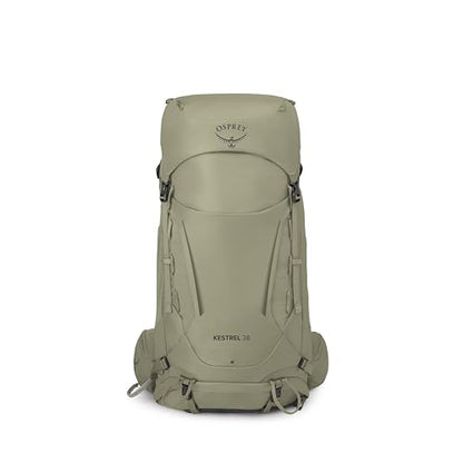 Osprey Kestrel 38L Men's Backpacking Backpack - Hiking & Camping Bag with Waterproof Raincover, Olive Tan, Large/X-Large - color: Olive Tan, size: Large-X-Large
