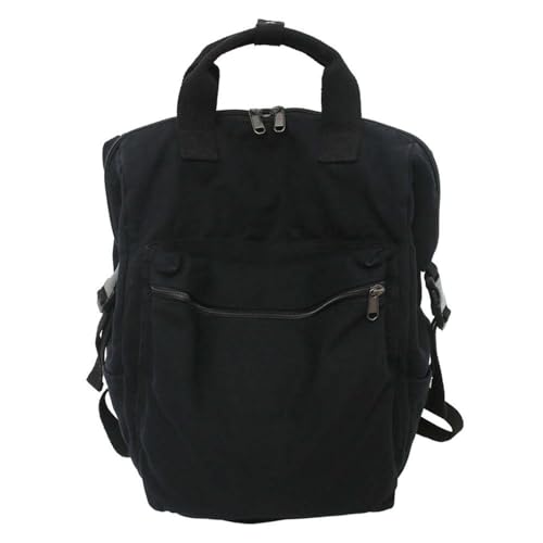 MaxxCloud Aesthetic College Laptop Backpack, Heavy Cotton, Retro Canvas Backpack Travel Bag, Large - color: Large Black
