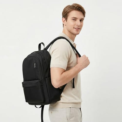 BAGOK Lightweight Nylon Backpack for Women & Men – Foldable, Large Capacity, Ideal for School, Travel & Work - color: Black