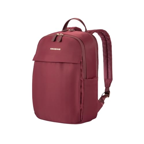 Kingsons Slim Travel Backpack With Luggage Strap,Black Business Backpack, Waterproof Nylon Commuter Bag for Work & Travel,Hiking, Red，Khaki (KS25002-Red-US-1) - color: Ks25002-red-us-1