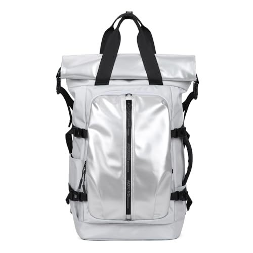 Rolltop Backpack, Travel Rucksack for Men Women, Anti Theft Backpacks with 15.6-inch Laptop Compartment, Waterproof Casual Daypack for Work, Business, Commuter and College - color: Light Grey