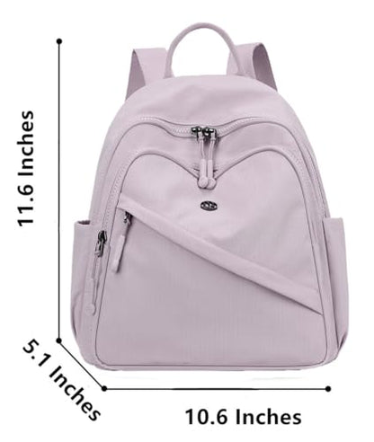 Mini Backpack Purse for Women Lightweight Nylon Casual Bag Small Daypacks for Work Travel (C Light Purple) - color: C Light Purple