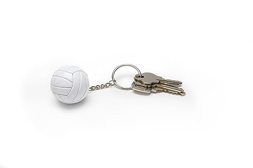 Tandem Sport Volleyball Key Chain - Mini Volleyball On Key Ring - Volleyball Keychain for Backpacks, Gym Bags, Purses - Volleyball Themed Party Supplies - Gift for Volleyball Players - color: White Volleyball