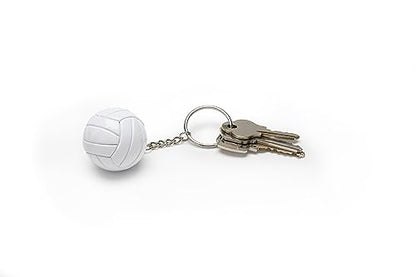 Tandem Sport Volleyball Key Chain - Mini Volleyball On Key Ring - Volleyball Keychain for Backpacks, Gym Bags, Purses - Volleyball Themed Party Supplies - Gift for Volleyball Players - color: White Volleyball