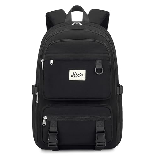 Laptop Backpack for Women College High Schoolbag Big Students Bookbags Large Multi pocket Travel Daypack Casual (Black) - color: Black