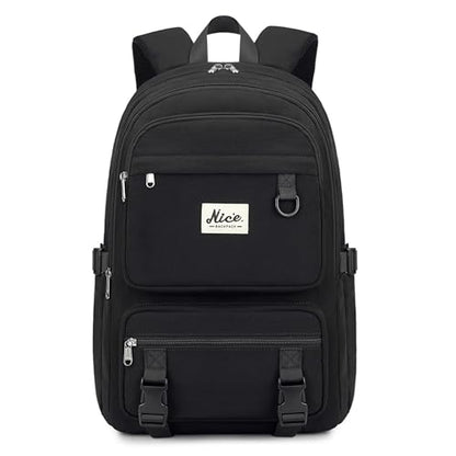 Laptop Backpack for Women College High Schoolbag Big Students Bookbags Large Multi pocket Travel Daypack Casual (Black) - color: Black