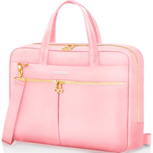 Ferkurn Laptop Bag Case Women Men Computer Bag Compatible with MacBook/HP/LG/Dell, Shoulder Strap Slim Carrying Messenger Briefcase, Pink, 14 Inch - color: Pink, size: 14 inch