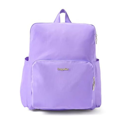 Carryall Packable Lightweight Travel Backpack 14x11" Folding Compact Nylon Washable Weekender Daypack w/Luggage Sleeve - color: Lavender Surf