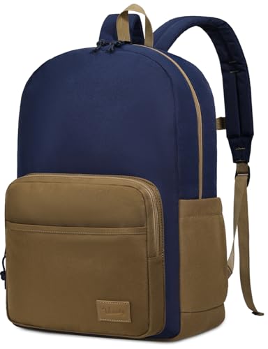 VASCHY School Backpacks, Lightweight Bookbag Schoolbag for Boys Casual Basic Simple Daypack for Men Navy Khaki - color: Navy Khaki
