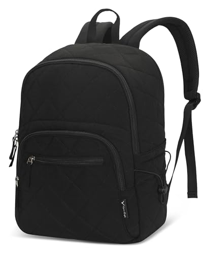 Hynes Eagle Travel Laptop Backpack Quilted College Backpack for Women Puffer Casual Daypack Personal Item Bag for 16 Inch Classic Black - color: Classic Black