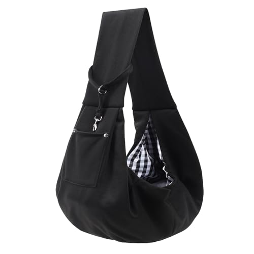Dog Carrier Sling - Reversible Puppy Carrier Purse with Storage Pocket, Hand-Free Dog Sling Carrier for Carry Small Dogs and Cats, Travel Safety Harness, Dog and Cat Harness(Black) - color: Black