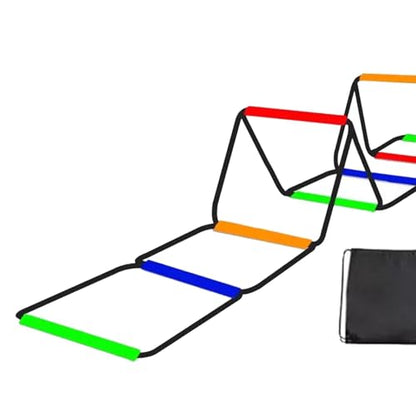 Agility Ladder Speed Ladder Footwork Ladder Workout Ladder Carbon Steel Construction Foldable Design Suitable for Athletic Training Coaches Athletes - size: 8 Grids With Bag