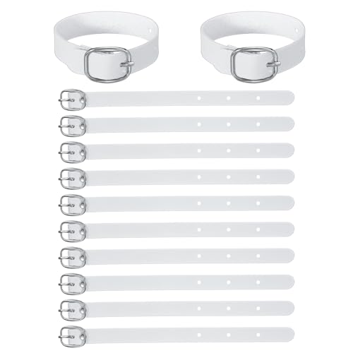 PATIKIL 15 Pcs Luggage Tag Strap, PU Leather Extender Buckle Straps Luggage Tags Strap Tag Holder Adjustable for Suitcase Hanging Accessories Travel, White - color: White