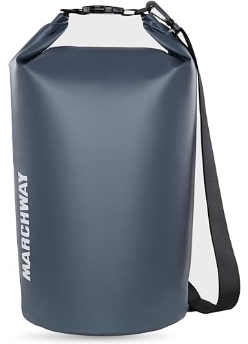 MARCHWAY Floating Waterproof Dry Bag Backpack 5L/10L/20L/30L/40L, Roll Top Sack Keeps Gear Dry for Kayaking, Rafting, Boating, Swimming, Camping, Hiking, Beach, Fishing - color: Grey, size: 5L