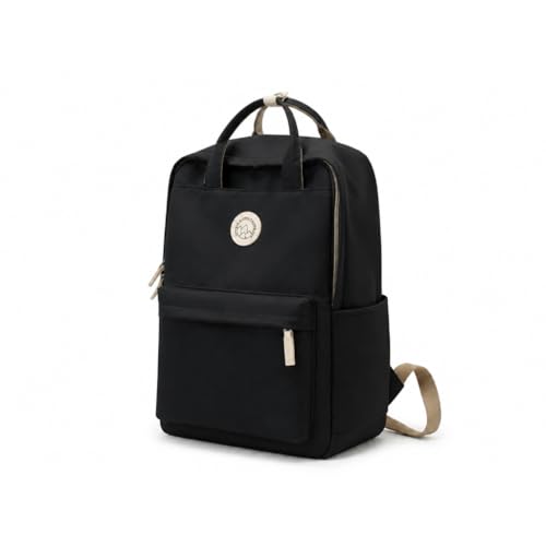 Minimalist Backpack for Women & Men, Lightweight Polyester Laptop Backpack 15 Inch, Casual Travel Daypack (Black) - color: Black