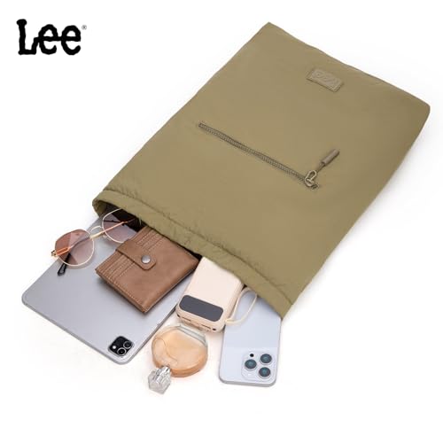 Lee Drawstring Backpack Bag Lightweight Small Gym Swim Beach Bag Water Resistant Sports Sackpack for Men Women, -LEE48-002DKH - color: Dark Khaki