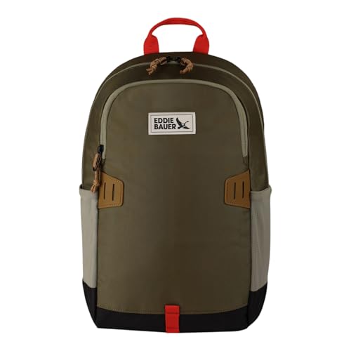 Eddie Bauer University Backpack 22L | Everyday Carry | Work | Travel | Commuter | Padded Laptop Sleeve | Stretch Bottle Pockets | Lightweight | Durable - Adler Green - color: University - Adler Green, size: 22L