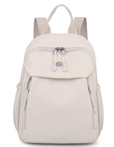 Pealwel Mini Nylon Women Backpacks,Small Ladies backpacks Lightweight Shoulder Satchel Bag Tote Handbag Casual Travel Daypack (Beige(A)) - color: Beige(a)
