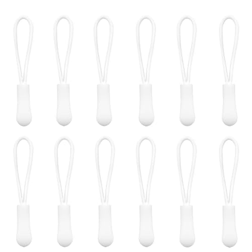 Yosawa 50 Pieces Zipper Pull Replacement，Nylon Zipper Tags Cord，Zipper Pull Puller for Jackets，Backpacks, Luggage, Purses, Handbags(White) - style: Style-White