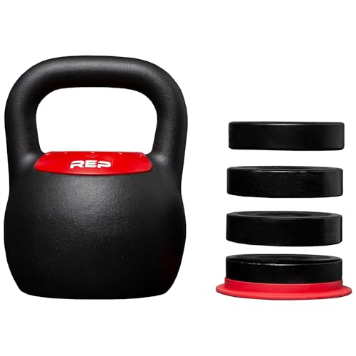 Rep Fitness Adjustable Kettlebell | Weight Set for Home Gym | Strength Training Equipment for Men & Women | Compact Steel Bell with Ergonomic Handle | 20–40 lb (9–18 kg) Variable Options - color: Red | 16 Kg