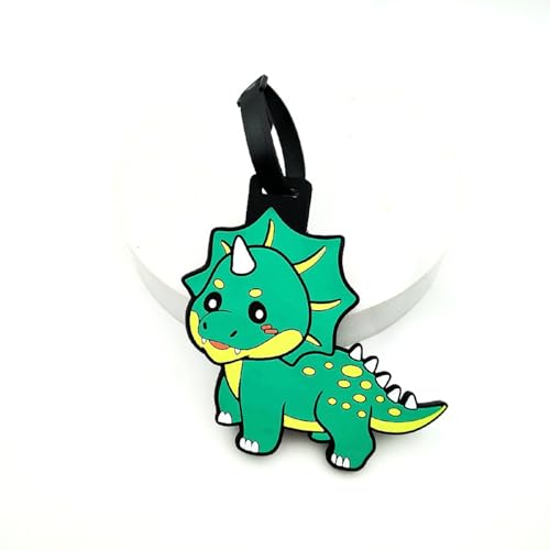 Cute Cartoon Dinosaur Silicone Luggage Tag Fun Triceratops Travel Bag Tag Personalized Labels for Cruise Airport (Triceratops) - style: Triceratops