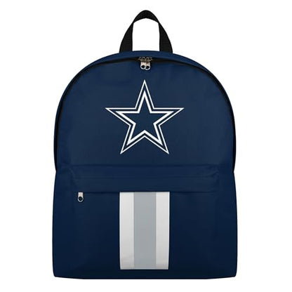 FOCO NFL Officially Licensed Team Color Primary Logo Solid Stripe Football Travel Backpack - Dallas Cowboys - Navy - color: Dallas Cowboys