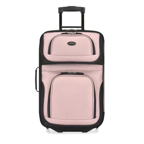 U.S. Traveler Rio Lightweight Softside Rolling Carry-on Suitcase, 2-Wheel Single, Pink - color: Pink, size: 21"