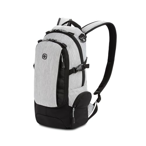 SWISSGEAR City Pack Backpack, Slim Profile Daily Carry, Airflow Back Panel, Tablet Pocket, and Lay-Flat Organizer, Light Grey/Heather, 15.9L, 18-Inch - color: Light Grey/Heather