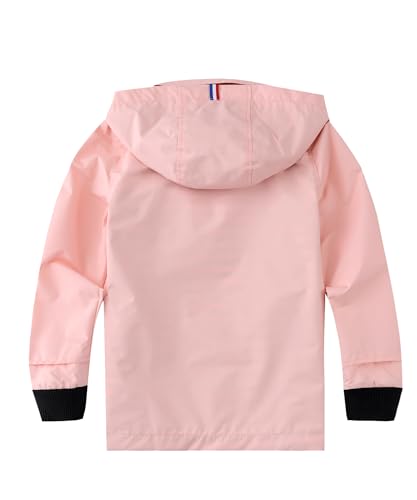 M2C Boys Girls Hooded Cotton Lined Rain Jacket Light Windbreaker - color: Baby Pink, size: 3T