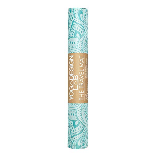 YOGA DESIGN LAB | Travel Yoga Mat | 2-in-1 Mat+Towel | Lightweight, Foldable, Eco Luxury | Ideal for Hot Yoga, Bikram, Pilates, Barre, Sweat | 1.5mm Thick | Includes Carrying Strap! - color: Mandala Turquoise