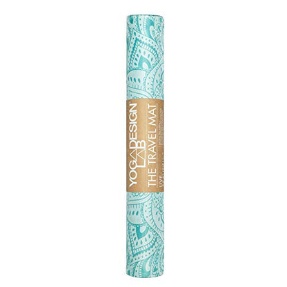 YOGA DESIGN LAB | Travel Yoga Mat | 2-in-1 Mat+Towel | Lightweight, Foldable, Eco Luxury | Ideal for Hot Yoga, Bikram, Pilates, Barre, Sweat | 1.5mm Thick | Includes Carrying Strap! - color: Mandala Turquoise