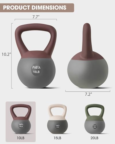 PAETA Soft Kettlebell for Home Fitness – Anti-Slip Grip & Wide Handle Design,Soft Kettlebell Set, Gentle Floor-Friendly Impact – 10lbs, 15lbs, 21lbs, for Home Functional Training - color: 10lbs Red