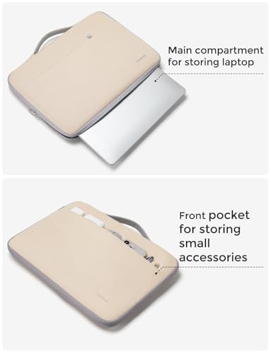 DOMISO 14 inch Laptop Case Sleeve Protective Cover Compatible with 15 inch MacBook Air M4 M3 M2,MacBook Pro,14-15 inch HP Dell ASUS Lenovo Chromebook,Waterproof Computer Cases Bag with Handle,Beige - color: Beige, size: 14" Laptop/15" for mac book