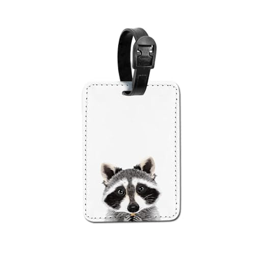 WIRESTER PU Leather Luggage Tag Name Tag Bag Tag for Travel Suitcase Baggage Luggage - Raccoon - color: Raccoon