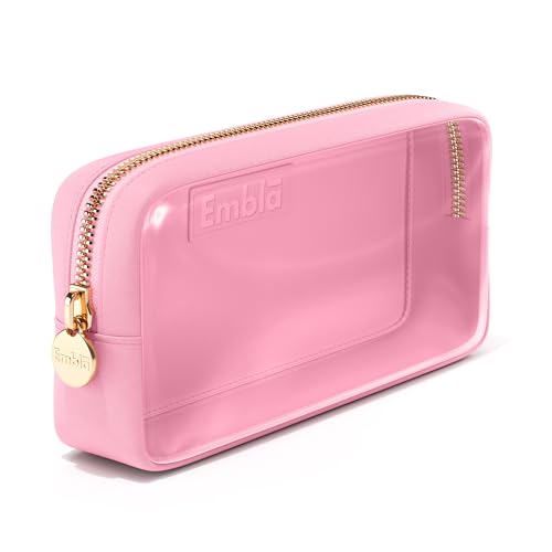 Embla Medium Clear Makeup Bag Travel for Toiletries Cute Make Up Nylon Organizer Pouches Quart Size Cosmetic Bags for Women Girls Zipper Toiletry Skincare Pouch Organizer for Purse Light Pink - color: Flamingo, size: Small